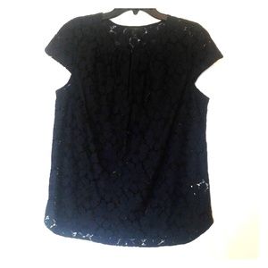 JCrew Navy Brocade Cap Sleeve Top